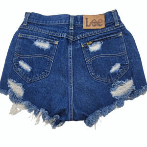 SOLD Vintage Lee Riders Jean Shorts Ultra High Rise Cut Off Distressed Denim